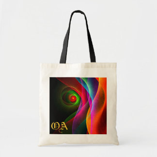 Bolsa Tote Padrão de Abstrato de Arte Vermelho Verde Laranja