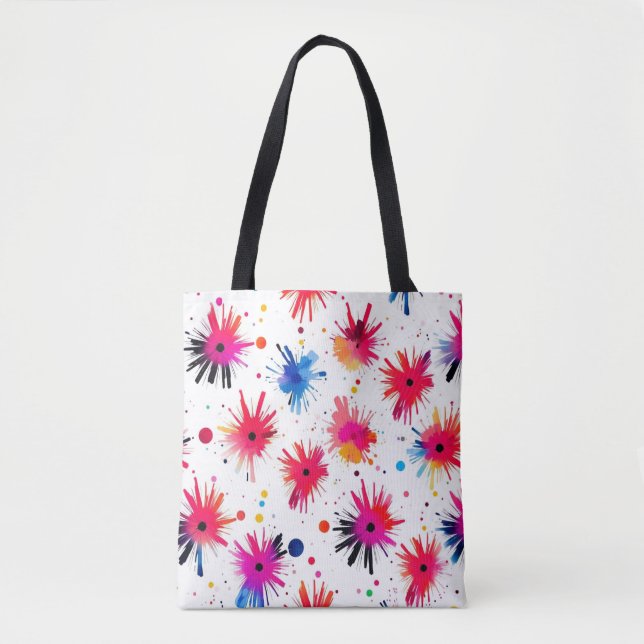 Bolsa Tote Padrão de Abstrato de Burst Vibrante (Frente)