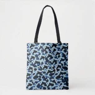 Bolsa Tote Padrão de Abstrato de Camo Preto Azul