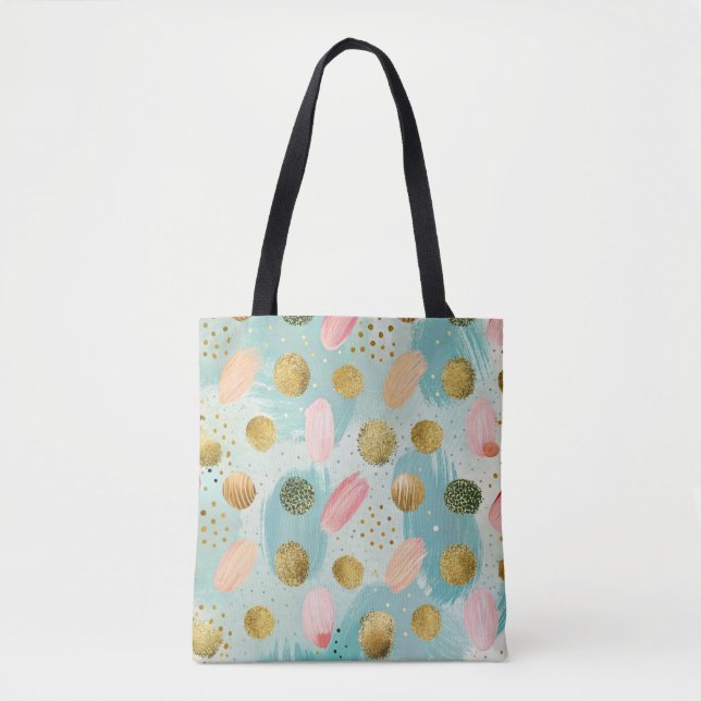 Bolsa Tote Padrão de Abstrato de Glitter Pastel Confetti (2) (Frente)