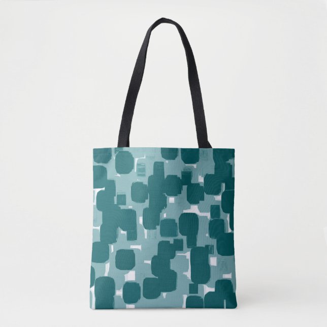 Bolsa Tote Padrão de Abstrato de Teal Na moda moderno (Frente)