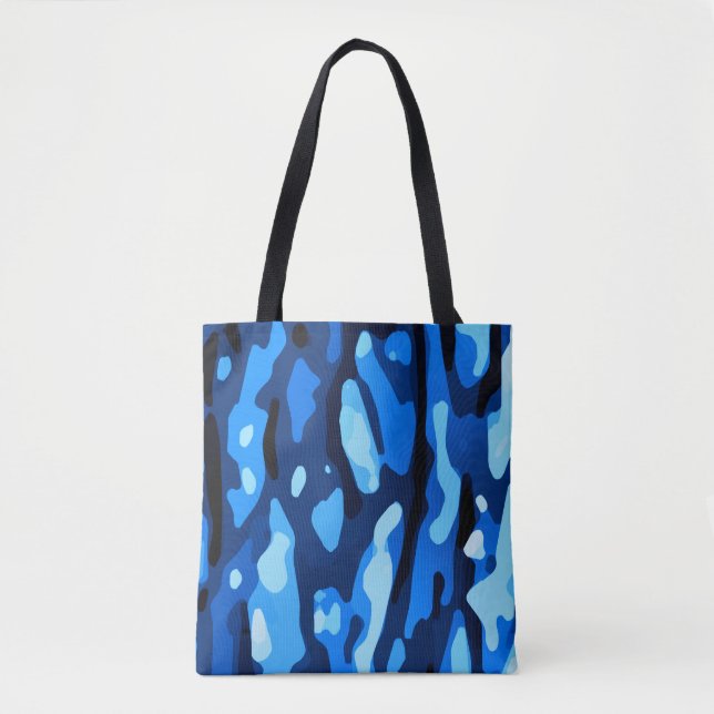 Bolsa Tote Padrão de Abstrato do Trendy Blue Camo (Frente)