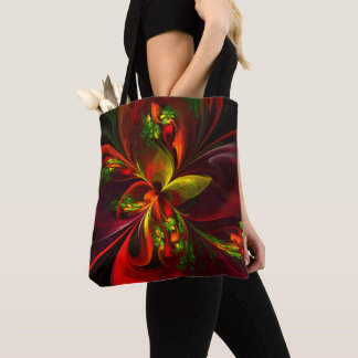 Bolsa Tote Padrão de Abstrato Floral Verde Moderno #05