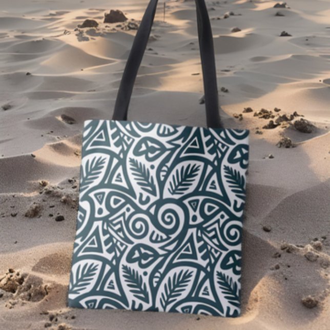Bolsa Tote Padrão de Abstrato inspirado em Teal Tribal (Criador carregado)