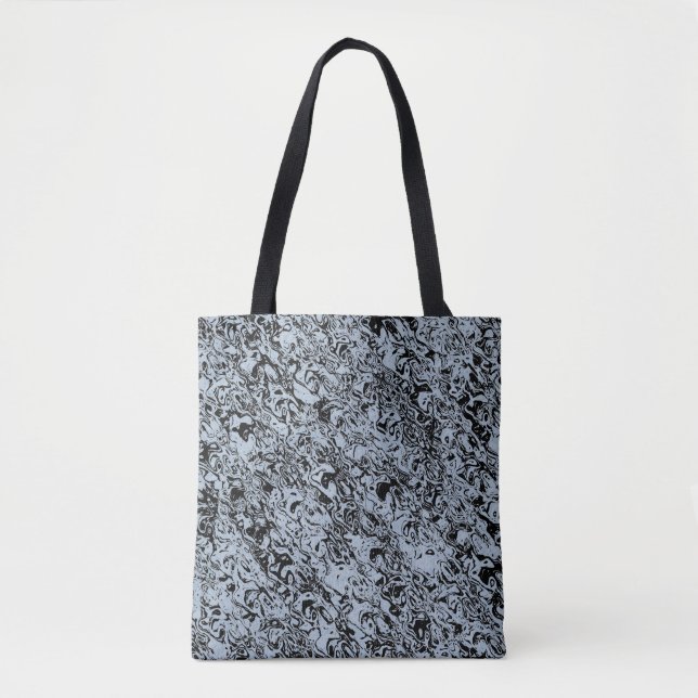 Bolsa Tote Padrão de Abstrato preto da Cinza azul (Frente)