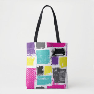 Bolsa Tote Padrão de Abstrato retrô neon-quadrado