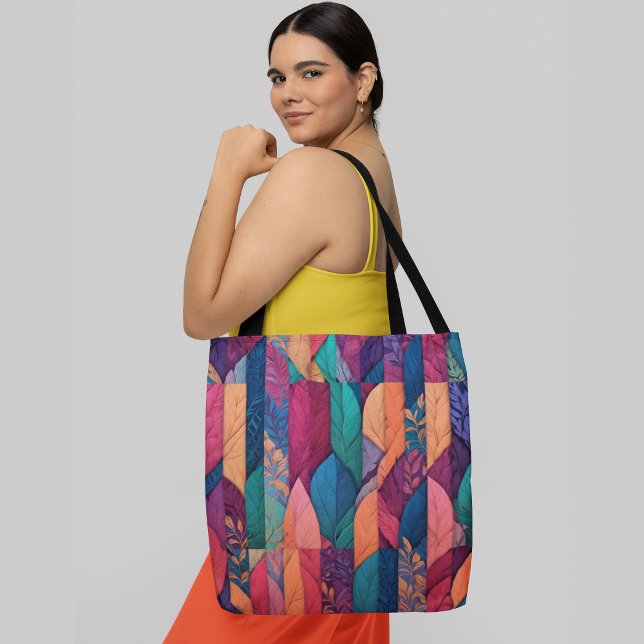 Bolsa Tote Padrão de abstrato vibrante que se sobrepõe à geom (Criador carregado)