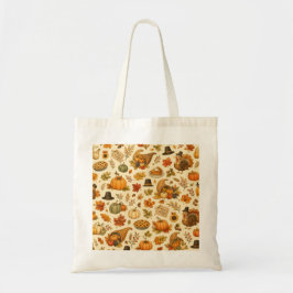 Bolsa Tote Padrão de Ação de Graças em Aquarela