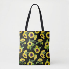 Bolsa Tote Padrão de aguarela de girassóis vintage lindo