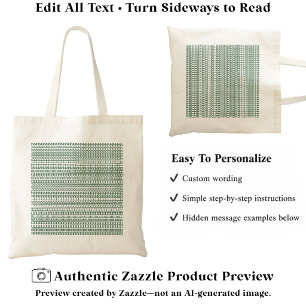 Bolsa Tote Padrão de Alfabeto Secreto, Texto Personalizado Ve