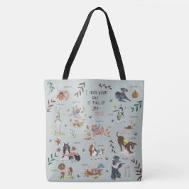 Bolsa Tote Padrão de amante de cão azul-bonito