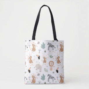 Bolsa Tote Padrão de Animais da Floresta Tropical Selva