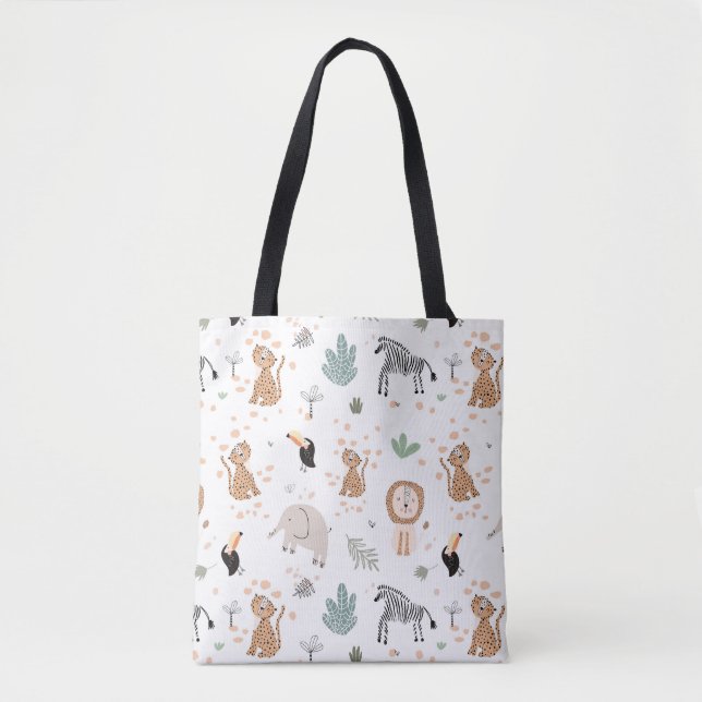 Bolsa Tote Padrão de Animais da Floresta Tropical Selva (Frente)