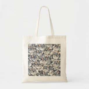 Bolsa Tote Padrão de Animal Aconchegante de Chinchilas Cinzas