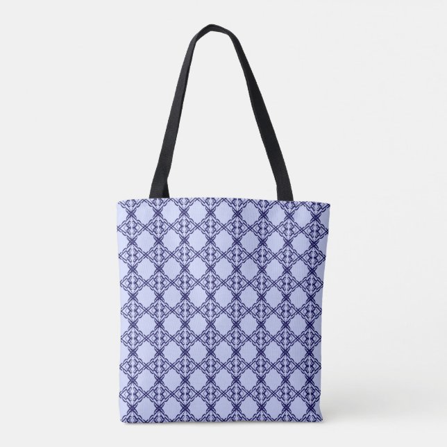 Bolsa Tote Padrão de aparência azul e azul-mediterrânico clar (Verso)
