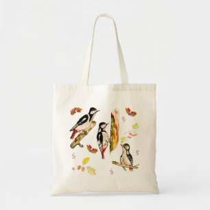 Bolsa Tote Padrão de aquarela com pica-pau