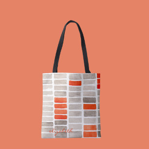 Bolsa Tote Padrão de Aquarela da Cinza Moderna Nomeado