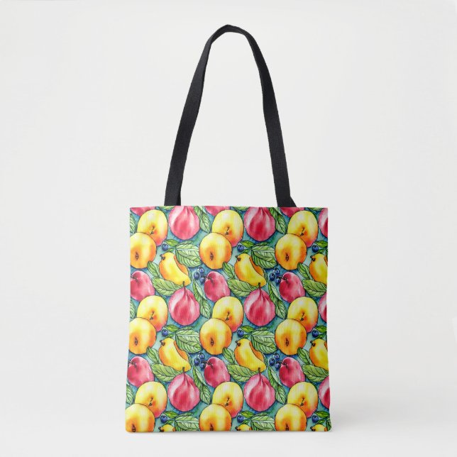 Bolsa Tote Padrão de aquarela da fruta de Verão (Frente)