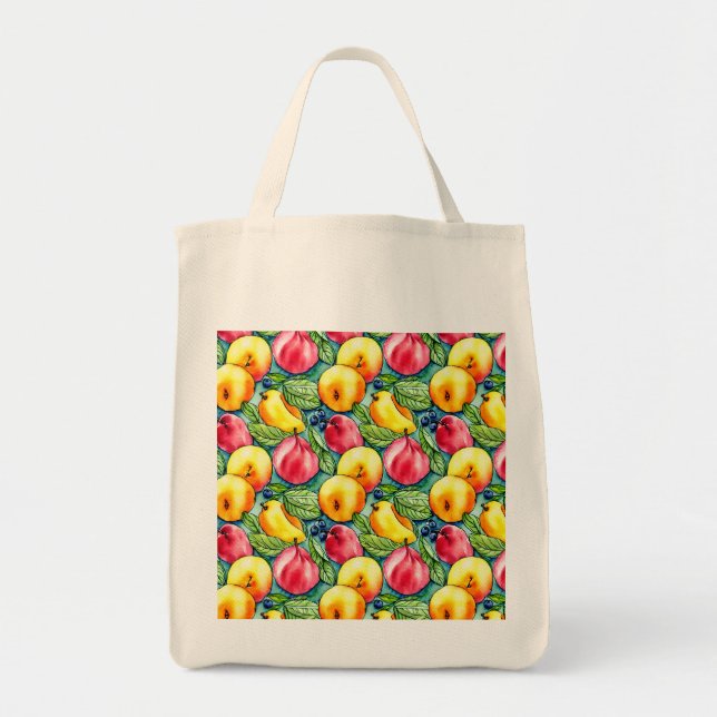 Bolsa Tote Padrão de aquarela da fruta de Verão (Frente)