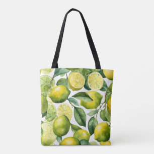 Bolsa Tote Padrão de aquarela de limões Design