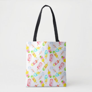 Bolsa Tote Padrão de aquarela do sorvete. Olá, verão!