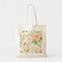 Bolsa Tote Padrão de Aquarela Floral Suave