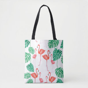 Bolsa Tote Padrão de aquarela sem costura com a família fla