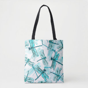 Bolsa Tote Padrão de aquarela sem costura com libélula elegan