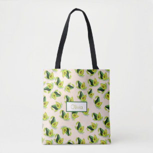 Bolsa Tote Padrão de Aquarela Verde Avocados