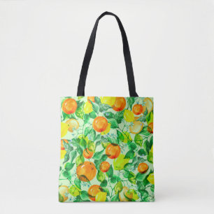 Bolsa Tote Padrão de aquarela vítrea - Ramal de limão com