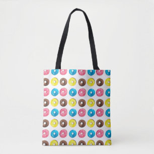 Bolsa Tote Padrão de aquarelas sem costura com rosquinhas pe