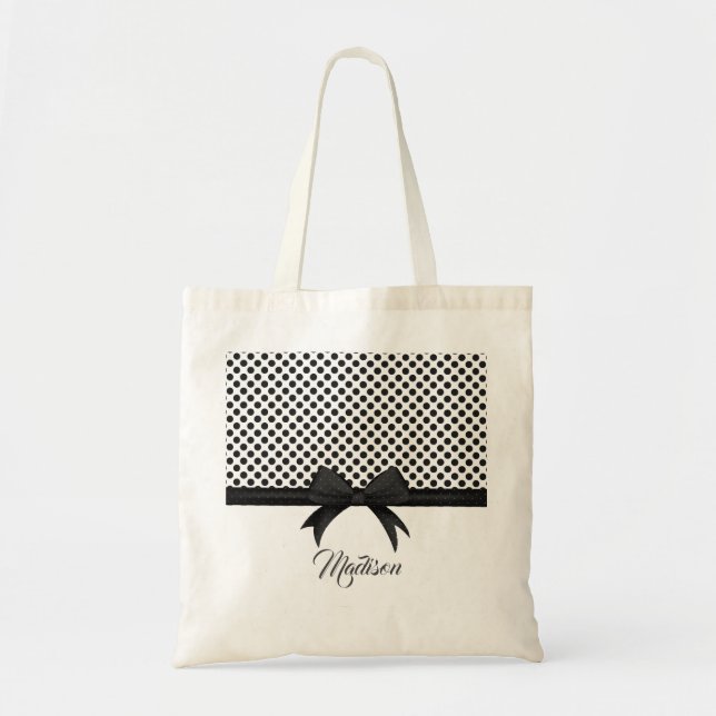 Bolsa Tote Padrão de Arco e pontos pretos (Frente)