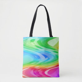 Bolsa Tote Padrão de Arco-Íris Ondulado
