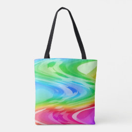 Bolsa Tote Padrão de Arco-Íris Ondulado