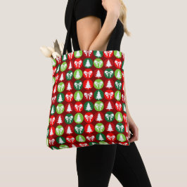 Bolsa Tote Padrão de Arcos e Árvores de Natal Retroativas