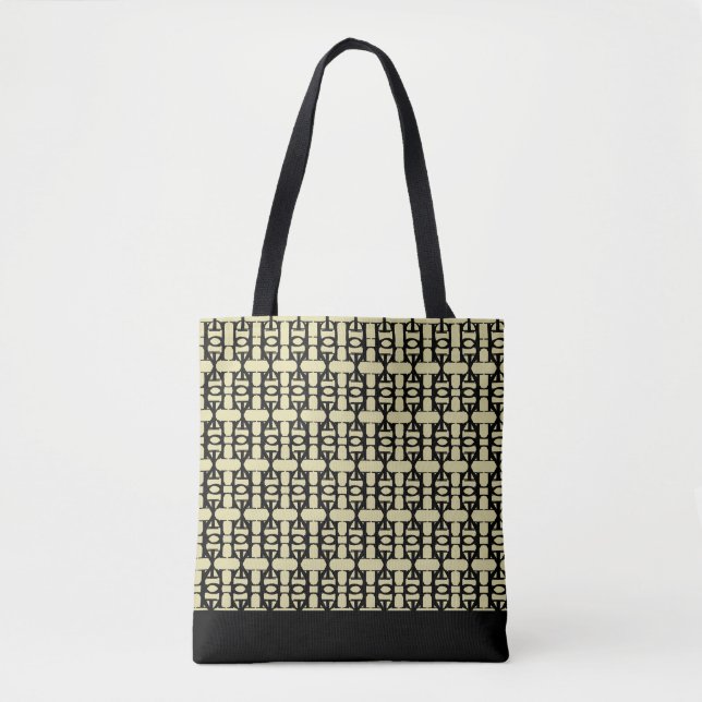 Bolsa Tote Padrão de areia e preto elegante (Frente)
