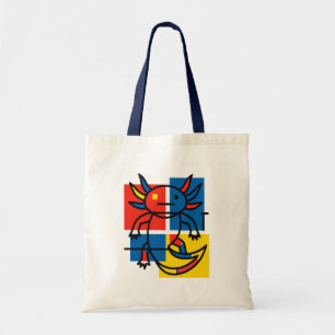 Bolsa Tote Padrão de Arte Abstrata Divertido de Axolote Piet 