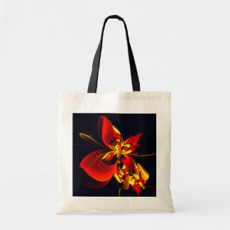 Bolsa Tote Padrão de Arte Abstrata Floral Amarelo Vermelho Mo