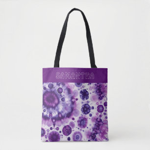 Bolsa Tote Padrão de Arte Batik Rosa Violeta Roxo Personaliza