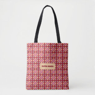 Bolsa Tote Padrão de Arte Cruzada Abstrata de Geometria de Pi