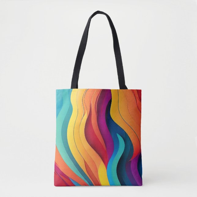 Bolsa Tote padrão de arte das linhas abstrato (Frente)