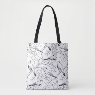Bolsa Tote Padrão de Arte de Linha de Aves Norte-Americanas M