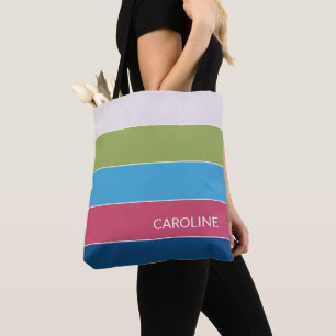 Bolsa Tote Padrão de Arte de Listras Coloridas de Verão Atemp