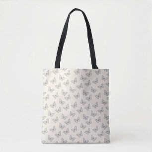 Bolsa Tote Padrão de Arte em Linha de Borboleta