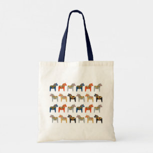 Bolsa Tote Padrão de Arte Folclórica Sueca Dala Horse