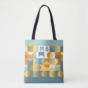 Bolsa Tote Padrão de Arte Retroativa Azul Cor-de-Orelha Solar