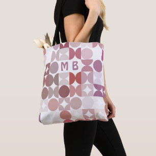 Bolsa Tote Padrão de Arte Retroativa Pink-Rosa Pincel de Taup