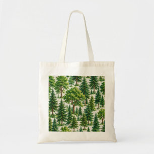 Bolsa Tote Padrão de árvore da floresta perene