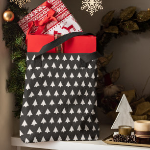 Bolsa Tote Padrão de árvore Scandi   Preto e branco mínimo
