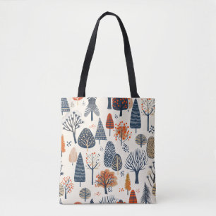 Bolsa Tote Padrão de Árvores Whimsical